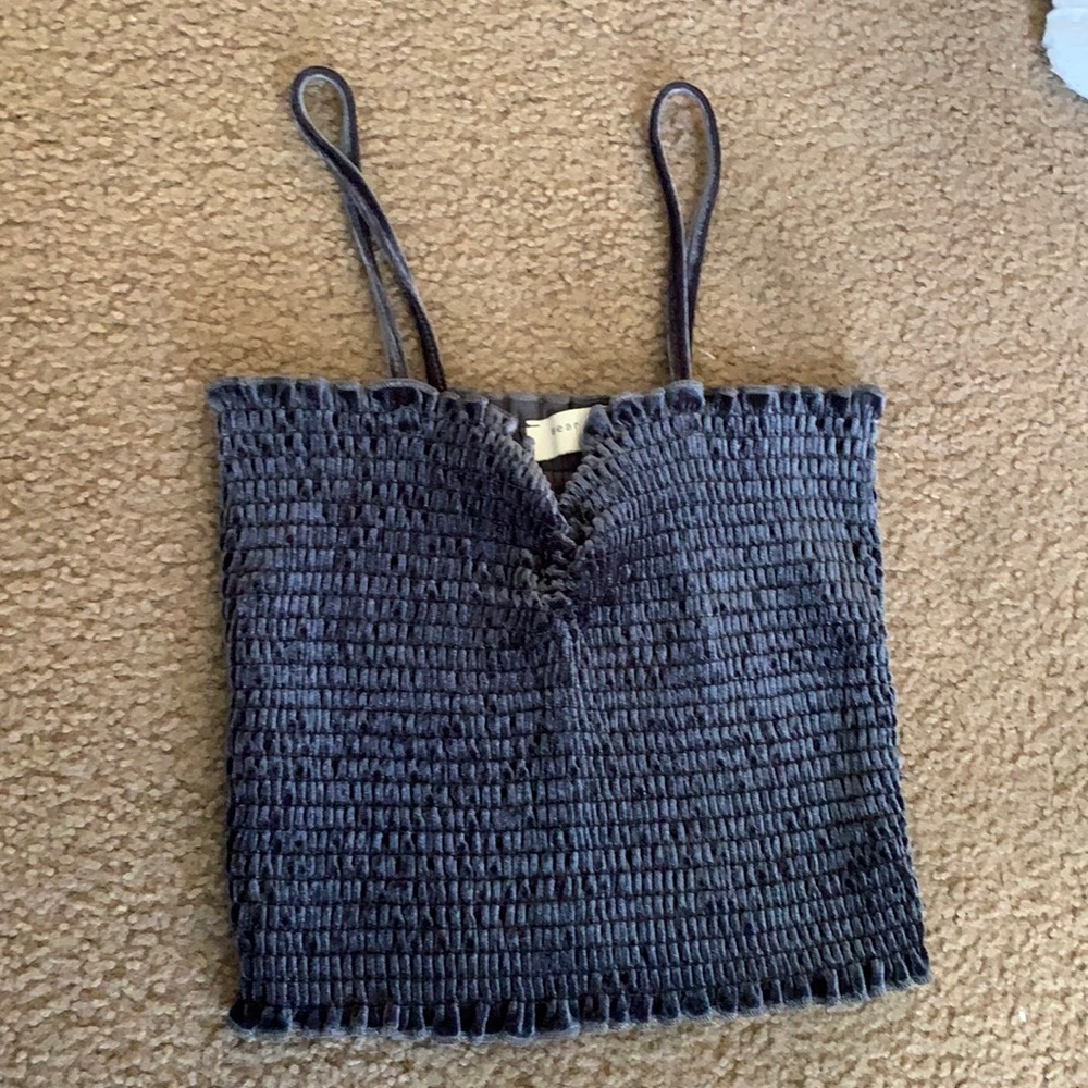 Metallic purple velvet cropped top